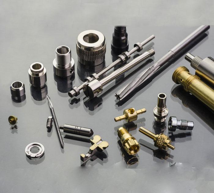 A set of precision components after CNC machining.